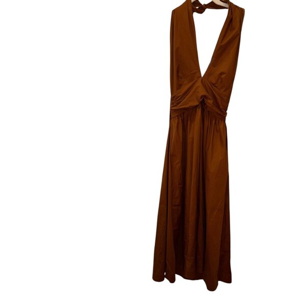 Staud Dress rust orange shade halter crisp cotton 2 ASNEW Condition - Picture 1 of 4